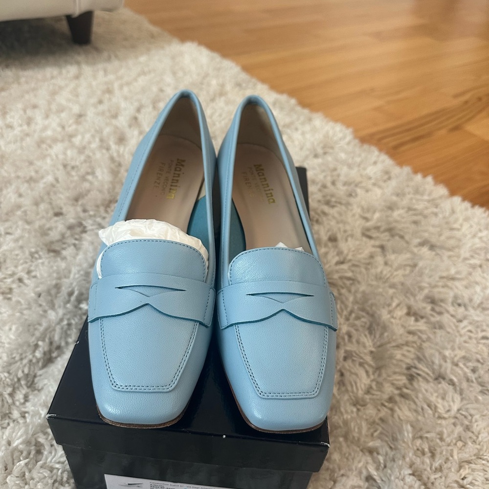 Mannina Pont Vecchio Firenze Light Blue Leather Loafers